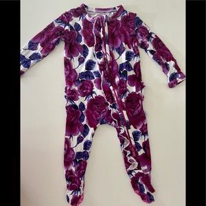 Posh Peanut Violet Ruffled Zipper Footie